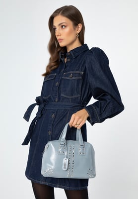 Wittchen Dames eco-leren aktetas met kwastje, blauw