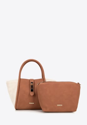 Wittchen Dames eco-leer en bont etui, beige