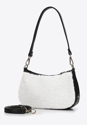 Wittchen Dames Baguette Handtas met Kunstbont Klein Crème en Zwart Crème en