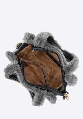 Wittchen Woman Dameskoffer van eco-leer met bontafwerking, grijs