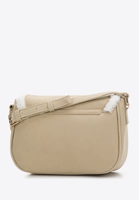 Wittchen Dames Messenger Bag met Imitatiebont, Grijs-Beige, Eco-Leer