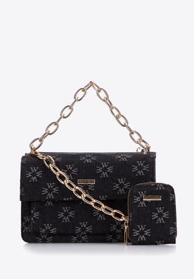 Wittchen Dames denim messenger bag met monogram, little black dress