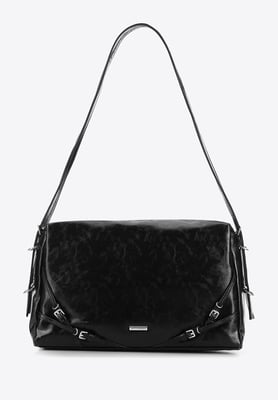 Wittchen Dames shopper met decoratieve hengsels, zwart, eco-leer