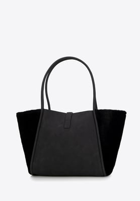Wittchen Dames shopper van eco-leer en imitatiebont, zwart