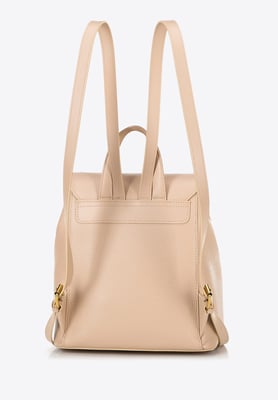 Wittchen Dames Leren Rugzak met Rechthoekige Klep, Beige, Natuurlijk Leer