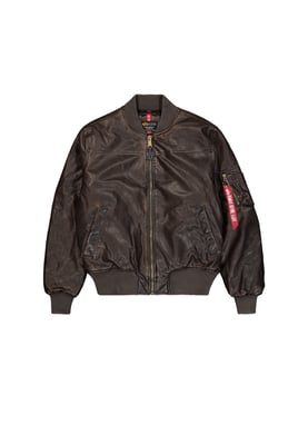 MA-1 Faux Leather Vintage Bomber Jacket