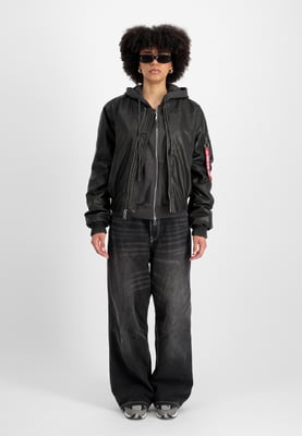 MA-1 Faux Leather Vintage Bomber Jacket Women