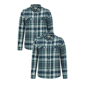 Mountain Warehouse Heren Flanellen Overhemd Trace (Set van 2) (Maisblauw)