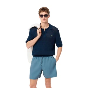Lacoste Heren Monochrome Middellange Zwembroek (Blauw)
