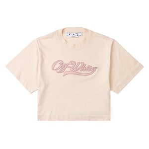 Off-White Dames/Dames Geborduurd Logo Crop T-shirt (Roze)