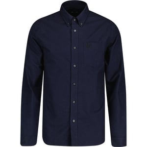 Fred Perry Heren Oxford overhemd met lange mouwen en merkzakken (Franse marine)