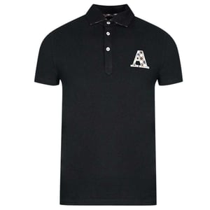 Aquascutum Heren Geruit Logo Poloshirt (Zwart)