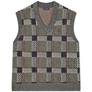 Fred Perry Heren Tartan Sweater Vest (Veld Groen)