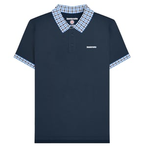 Lambretta Heren Gingham Kraag Groot & Lang Poloshirt (Zwart)
