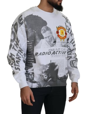 Ronde Hals Sweater met Collage Print
