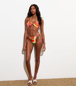 Multi pastel halternek bikini top met swirl