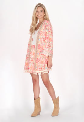 IZIA Kimono Dames Roze Veelkleurig