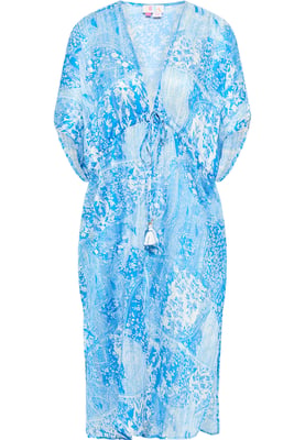 IZIA Kimono Dames blauw wit