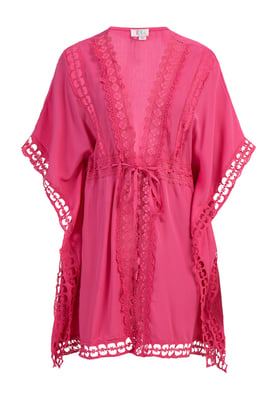 IZIA Kimono met gaatjeskant Dames roze