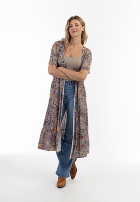 usha Kimono Dames Navy Veelkleurig