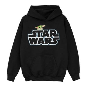 Star Wars Meisjes The Mandalorian The Child Logo Hoodie (Zwart)
