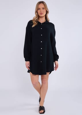 Zwart katoenen oversized shirt met textuur