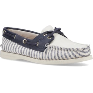 Sperry Authentiek Origineel Textiel Dames Witte/Navy Standaard Bootschoenen