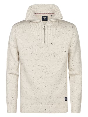 Petrol Industries - Heren Gebreide Half-Zip Trui Denver - Wit