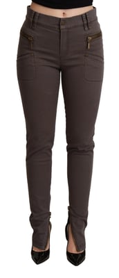 Zip Detail Skinny Jeans met Zijrits en Enkelbroek