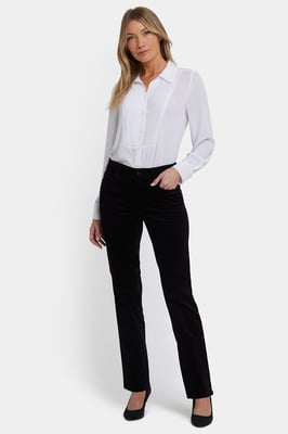 Marilyn Rechttaille Pantalon in Velours | Zwart