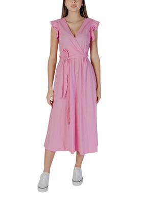 Casual Midi Jurk met Ruffle Mouwen Wikkeljurk