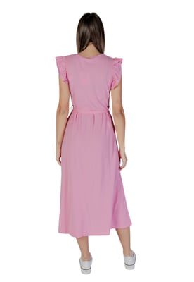 Casual Midi Jurk met Ruffle Mouwen Wikkeljurk