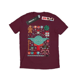 Star Wars Heren Yoda Kerstmis T-Shirt (Bourgondië)