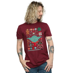 Star Wars Heren Yoda Kerstmis T-Shirt (Bourgondië)