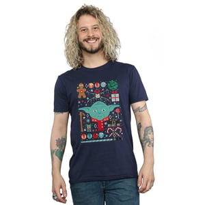 Star Wars Heren Yoda Kerstmis T-Shirt (Marineblauw)