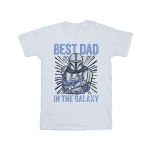 Star Wars Mandalorian Best Dad Galaxy T-shirt Heren (Wit)