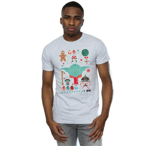 Star Wars Heren Yoda Kerstmis T-Shirt (Sportgrijs)