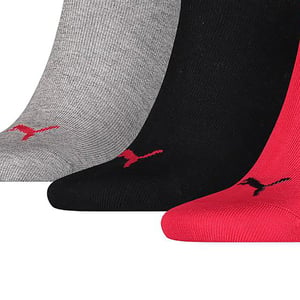 Puma Unisex Adult Invisible Socks (Pakket van 3) (Zwart/Rood/Grijs)