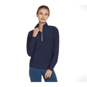 Skechers Performance GoLuxe Rib 1/4 Zip Polyester Dames Blauwe Pullover