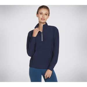 Skechers Performance GoLuxe Rib 1/4 Zip Polyester Dames Blauwe Pullover