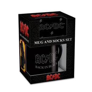 AC/DC Back In Black-mok en sokenset (Zwart)