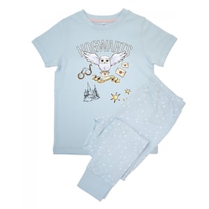 Harry Potter Meisjes Hedwig Zweinstein Lange Pyjamaset met Korte Mouwen (Babyblauw)