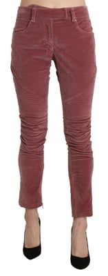 Velvet Skinny Broek met Ritsdetail