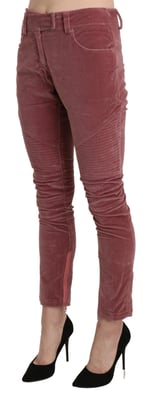 Velvet Skinny Broek met Ritsdetail