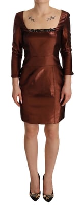 Metallisch Mini Jurk Vierkante Hals 34 Mouwen