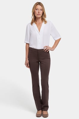 Slim Fit Broek in Ponte Knit | Koffieboon
