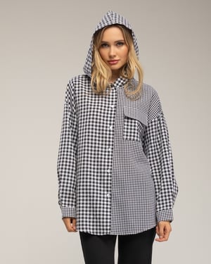 Oversized gingham overhemd met capuchon
