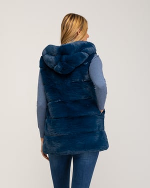 Leren vest met capuchon