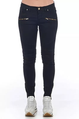 Motostyle Skinny Jeans met Gouden Ritsen