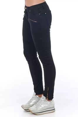 Motostyle Skinny Jeans met Gouden Ritsen
